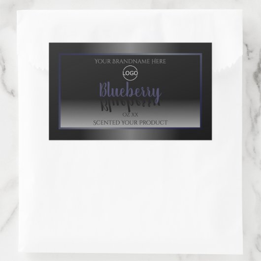 Noir et blanc Étiquette Cadre bleu Ajouter un logo (Sac)