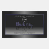 Noir et blanc Étiquette Cadre bleu Ajouter un logo (Devant)