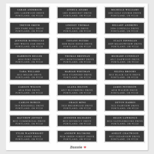 Noir et blanc | Étiquettes de adresse individuels (Feuille)