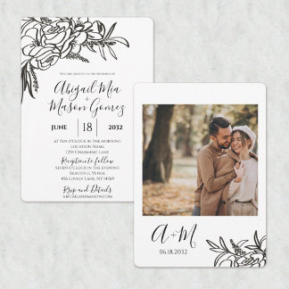 Noir et blanc faire-part de mariage