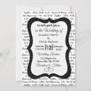 Noir et blanc Faire-part de mariage romantique mod