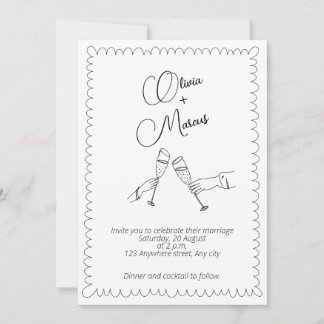 Noir et blanc faire-part de mariage simple