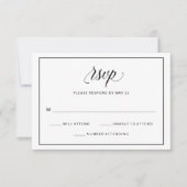 Noir et blanc Fancy Script Wedding RSVP | Photo (Devant)