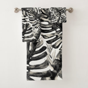 Noir et blanc Feuilles de palmier tropicales Île c