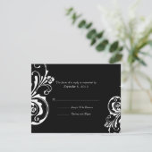 Noir et blanc Floral Chic Wedding RSVP (Debout devant)