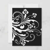 Noir et blanc Floral Chic Wedding RSVP (Dos)