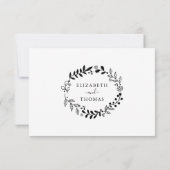 Noir et Blanc Floral Garland Wedding RSVP (Dos)