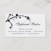 Noir et blanc floraux élégants de carte de visite (Dos)