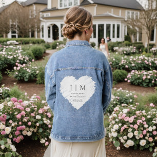 Noir et blanc Forme Simple Coeur Monogramme