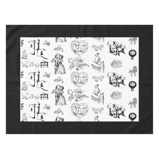 Noir et Blanc Français Thème Toile nappe (Devant (Horizontal))