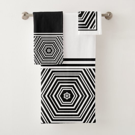 Noir et Blanc Géométrique Hexagone (En situation)