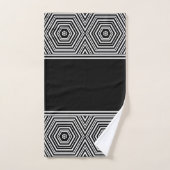 Noir et Blanc Géométrique Hexagone (Serviette à main)