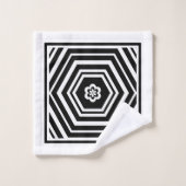 Noir et Blanc Géométrique Hexagone (Gant de toilette)