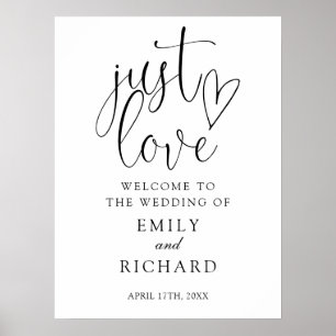 Noir Et Blanc Juste Amour Mariage Affiche de bienv