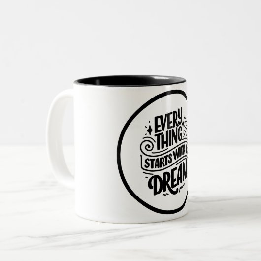 Noir et blanc Lettres modernes Mug Inspirationnel (Devant gauche)