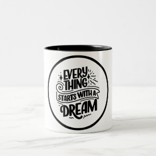 Noir et blanc Lettres modernes Mug Inspirationnel