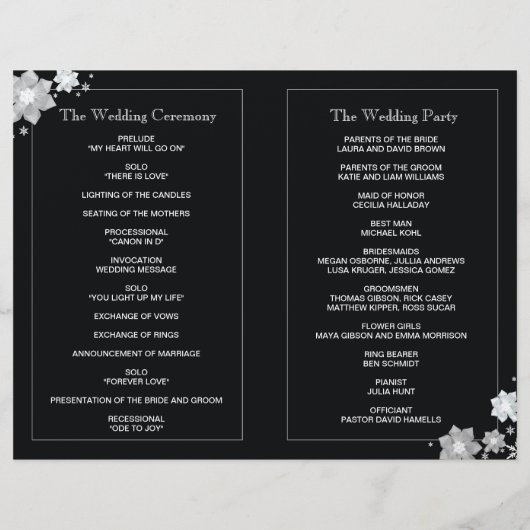 Noir et blanc Mariage d'hiver Bi programme de plia (Dos)