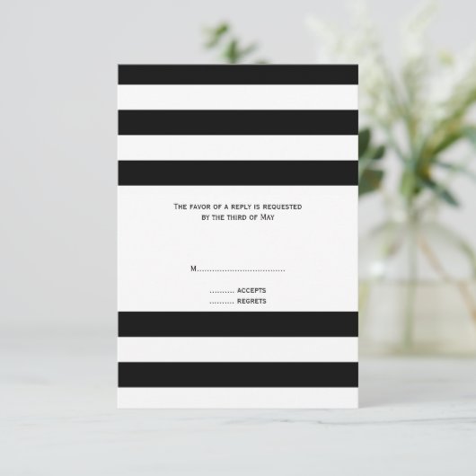 Noir et blanc Mariage rayé RSVP (Debout devant)