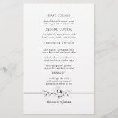 Noir et blanc. Menu de mariage botanique gracieux (Devant)