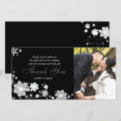 Noir et blanc Merci de mariage d'hiver Carte photo (Devant / Derrière)