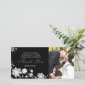 Noir et blanc Merci de mariage d'hiver Carte photo (Debout devant)