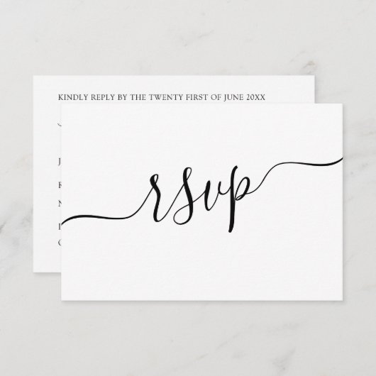 Noir et blanc minimum Code QR Mariage RSVP (Devant / Derrière)