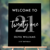 Noir et blanc moderne Élégant 21e anniversaire (Neutre)