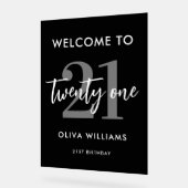 Noir et blanc moderne Élégant 21e anniversaire (Angle)