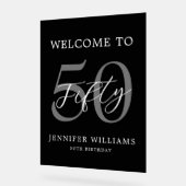 Noir et blanc moderne Élégant 50e anniversaire (Angle)