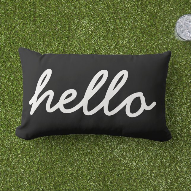 Noir et blanc moderne Hello Jeu Oreiller (Herbe)