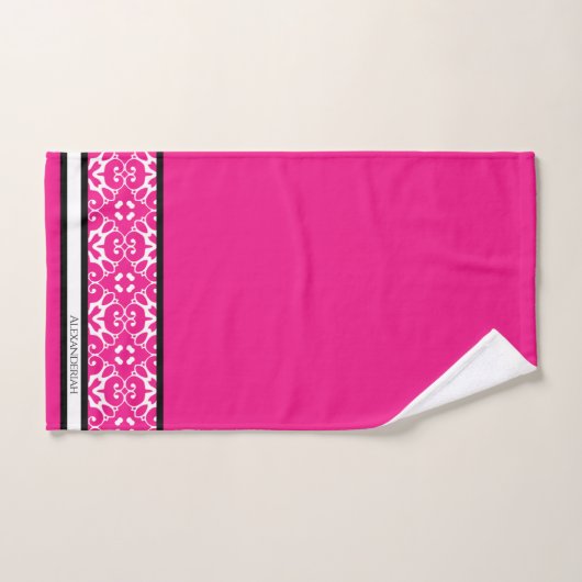 Noir et blanc moderne mastic Fuschia rose (Serviette à main)