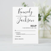 Noir et blanc Moderne RSVP Mariage Calligraphie (Debout devant)