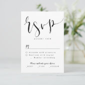 Noir Et Blanc Moderne Simple Script Mariage RSVP (Debout devant)