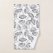 Noir et blanc Nom moderne Floral Dandelion (Serviette à main)