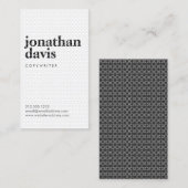 Noir et blanc Nom motif n° 2 Carte de visite (Devant / Derrière)