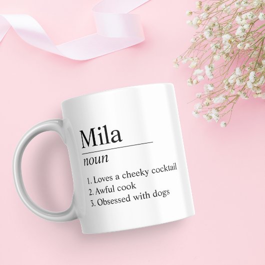 Noir et blanc Nom personnalisé Définition Mug
