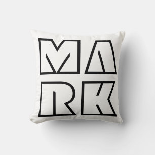 Noir et blanc nommé de coussin personnalisé