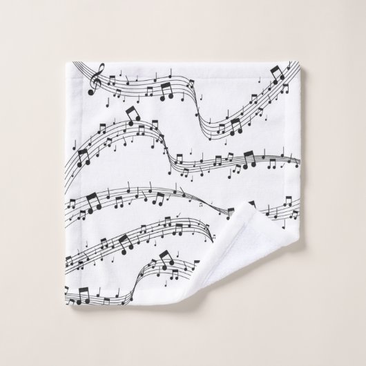 Noir et blanc note musicienne Motif (Gant de toilette)