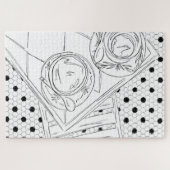 Noir et blanc Paris Bistro Table Jigsaw Puzzle (Horizontal)