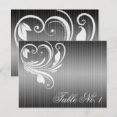Noir et blanc Pinstripe Coeur Numéro de table (Devant / Derrière)