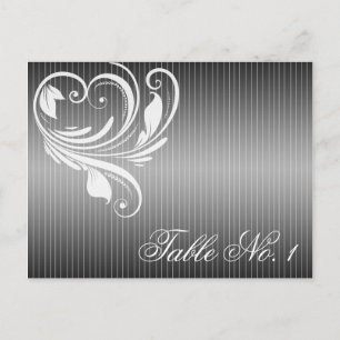 Noir et blanc Pinstripe Coeur Numéro de table