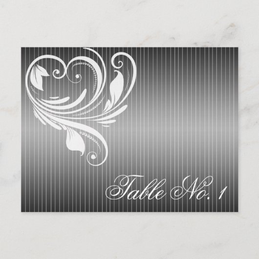 Noir et blanc Pinstripe Coeur Numéro de table (Devant)