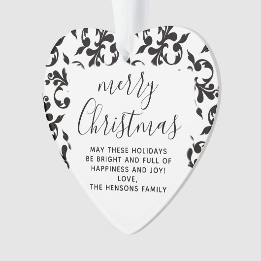 Noir et blanc Rococo Joyeux Noël Script (devant)