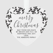 Noir et blanc Rococo Joyeux Noël Script (devant)