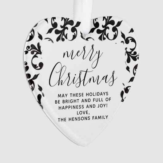 Noir et blanc Rococo Joyeux Noël Script (devant)