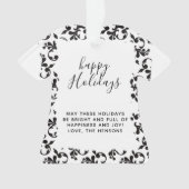 Noir et blanc Rococo Joyeux Vacances Script (devant)