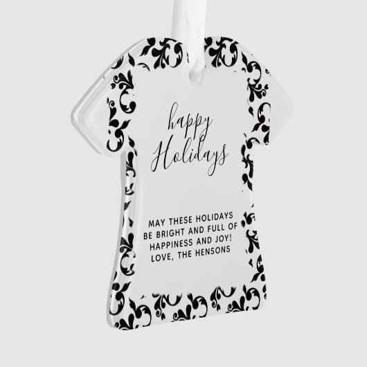 Noir et blanc Rococo Joyeux Vacances Script (devant)