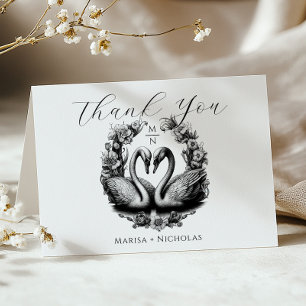 Noir et blanc Romantique Swan Lake Mariage Merci