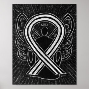 Noir et blanc Sensibilisation Ruban Ange Poster