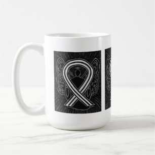 Noir et Blanc Sensibilisation Ruban Angel Art Mug